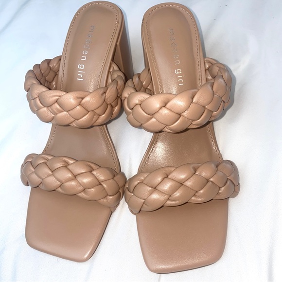 Madden Girl Tan Braided Slip On Heels 8.5 - Picture 2 of 6
